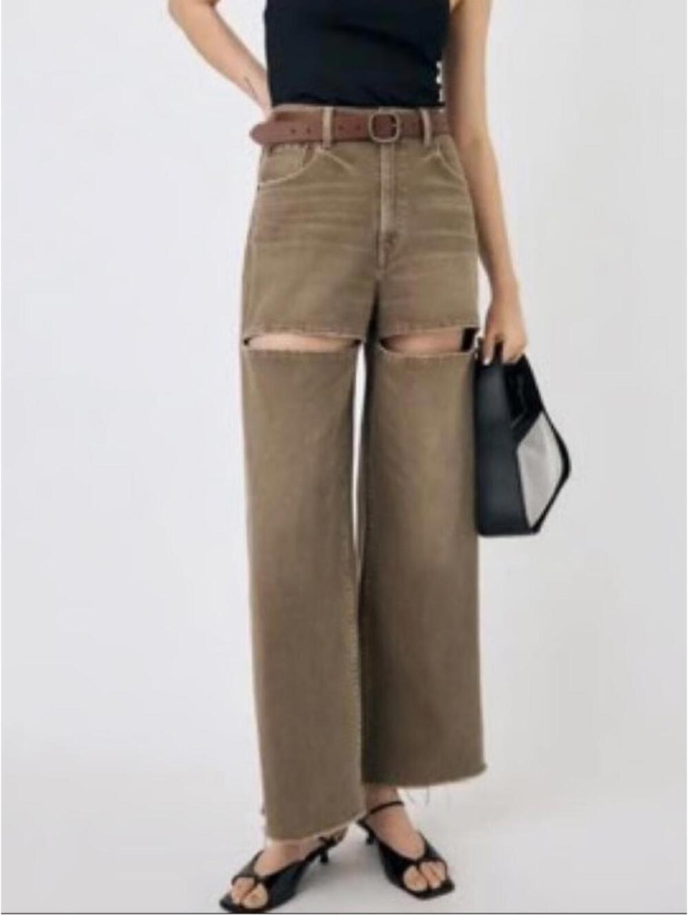 Moussy / Split Wide Loose Straight Jeans / Brown